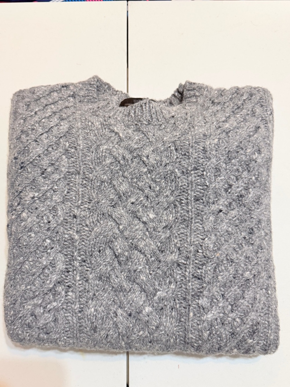 Express Men’s Light Gray Cable Crewneck Sweater